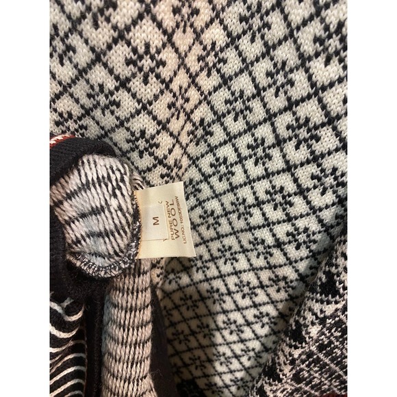 ODA of Norway Wool Sweater Nordic Snowflake Clasp Pullover Black White M - Picture 3 of 6